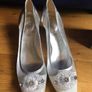 CRISTIAN FIRENZE Silver Crystal Pumps 39.5      Slip-On Wedge Shoes Image 2