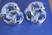 Vintage knot style clip on earrings silver tone
