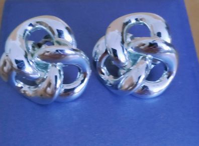 Vintage knot style clip on earrings silver tone