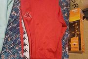 kappa red old school button jogs