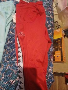 kappa red old school button jogs