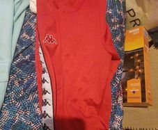 kappa red old school button jogs