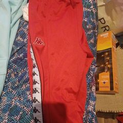 kappa red old school button jogs