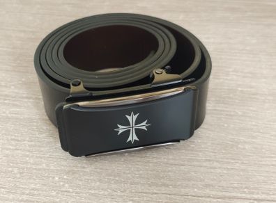 Men's Sleek Black Faux Leather Belt with Automatic Alloy Buckle - Business Casual Accessory, Adjustable, Anti-Theft Depository Style
