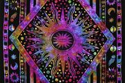 Purple Hippie Mandala Sun Moon Burning Sun Psychedelic Trippy Tapestry for Bedroom Celestial Busning Sun Tapestry Bohemian Wall Hanging Planet Tapestry MULTIPLE SIZES/COLOURS AVAILABLE (FREE POSTAGE)