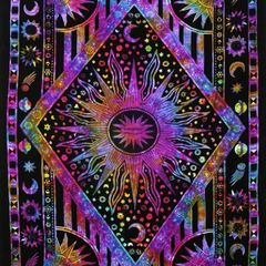 Purple Hippie Mandala Sun Moon Burning Sun Psychedelic Trippy Tapestry for Bedroom Celestial Busning Sun Tapestry Bohemian Wall Hanging Planet Tapestry MULTIPLE SIZES/COLOURS AVAILABLE (FREE POSTAGE)