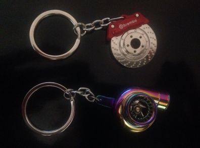 Jdm style turbo and brembo keychain