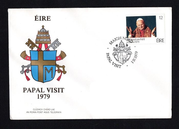 1979 Ireland Papal Visit of Ireland Commemorative Stamp P&T Addressed First Day Cover with Maigh Nuad (Maynooth)  Pictorial Cancel
