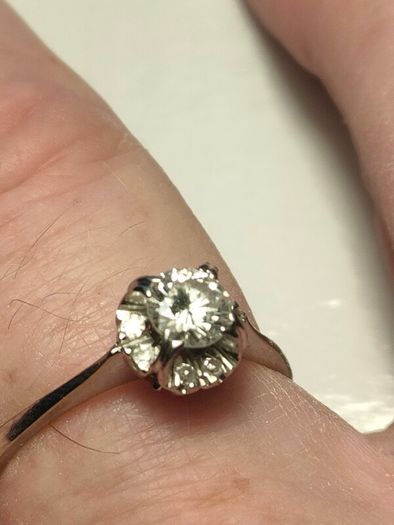 Diamond cluster engagement ring with papers