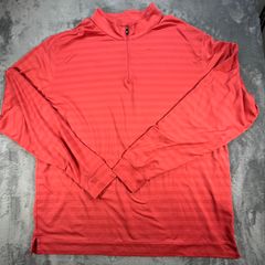FootJoy Mens 1\4 Zip Golf Top -Salmon Pink Stripes - Athletic Fit - Stretch - 2XL