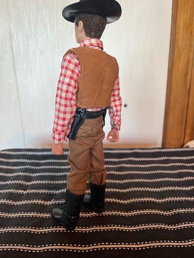 Vintage Action Man cowboy uniform and flocked hair figure