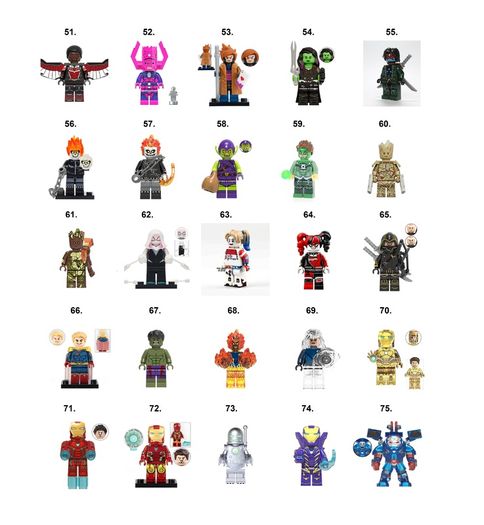 Super Hero Minifigures Compatible Marvel DC (F-P)