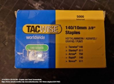 Tacwise 140-10mm Staples