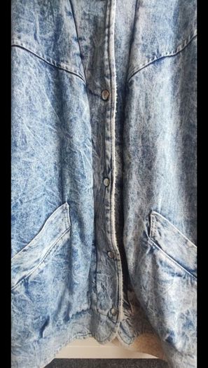 Rare True Vintage 80s/90s Acid Wash Denim Coat. Made in Britain. Sherpa fleece lined.