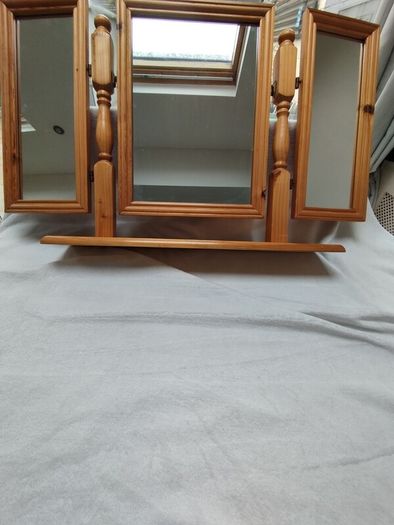 Vintage Solid Pine Triple Dressing Table Mirror
