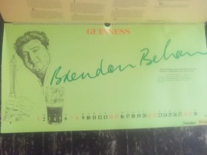 a 1981 guinness calendar  with lots of poets