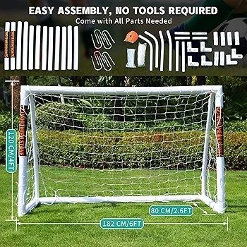 Ultimate All Weather uPVC Football Goal 6ft x 4ft Garden Portable Football Goals 70mm Thick PVC Goal Posts + Football Net Integrated Locking System