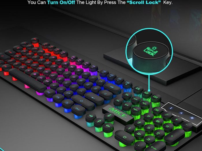 New iMICE AK-800 USB Wired LED Backlit Suspended Round Cap Gaming Keyboard.