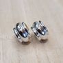 Sterling Silver 925 Ribbed Huggie Hoop Earrings - Thai 925 - 8.94g Image 2