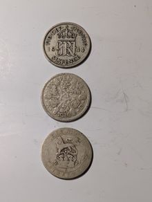 Silver Sixpences x 3 types