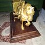 Solid Brass Shire Horse Pulling a Mining Cart mounted on wooden plinth, Postage Available or collection Image 3