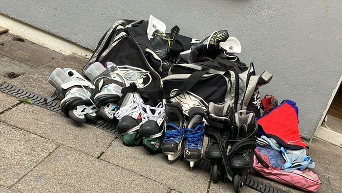 rollerblades and ice skates