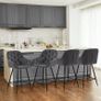 Bar Stools Set of 2 Grey Velvet Upholstered Kitchen Counter Stools with Armrest,Metal Legs and Footrest, 65cm Seat Height Pub Breakfast Chairs for Home Dining Island Easy Assembly Image 8