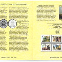 1991 Jersey (Channel Islands) Stamp Year Book (softback) issued by Jersey Post with 14 images of content