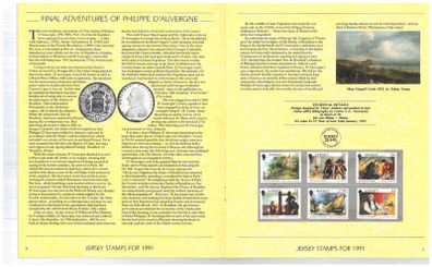 1991 Jersey (Channel Islands) Stamp Year Book (softback) issued by Jersey Post with 14 images of content