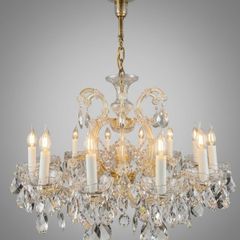 Statement Marie Theresa Crystal & Brass 12 Branch Chandelier