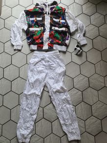 Women Men Vintage Retro 70s 80s  tracksuit white size L Large