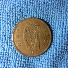 1967 Irish penny 1d pingin