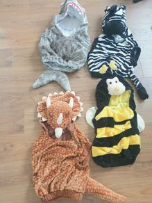 Halloween costumes zebra, shark, one size