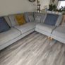 Gray fabric corner chase sofa with footstool Image 5