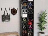 Shoe Cabinet High Gloss Black 54x34x183 cm Chipboard