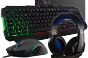 4-in-1 Gaming Bundle - Backlit QWERTY Gamer Keyboard, 3200 DPI Gamer Mouse, Gaming Headset, Non-Slip Mouse Pad - PC PS4 Xbox One Gamer Pack