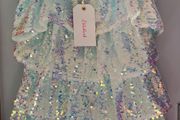 Billieblush Girls Blue Iridescent Sequin Dress Size 4 BNWT