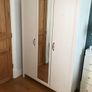 ELEGANT 3 Door Triple Mirrored Wardrobe White with Hanging Rail and Shelves Image 2