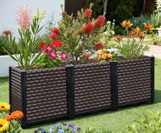 Raised Garden Bed 200L Self-Watering 50cm Deep Outdoor Planter Box with Drainage Holes for Flowers, Vegetables & Patio Gardening
