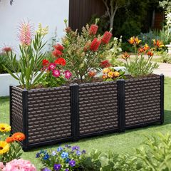 Raised Garden Bed 200L Self-Watering 50cm Deep Outdoor Planter Box with Drainage Holes for Flowers, Vegetables & Patio Gardening