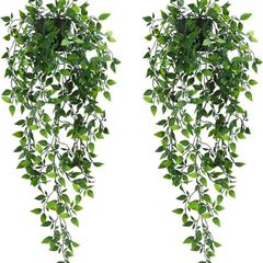 2 Pack Artificial Hanging Plants Fake Potted Plants for Indoor Outdoor Shelf Wall Decor (FREE POSTAGE)