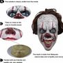 IT Pennywise Mask, Horror Overhead Clown Mask, Halloween Costume Party Creepy Scary Decoration Props Image 3