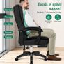 Office Chair with 8-point Massage Seat Heated, PC Desk Gaming Chair with Armrests Footrest High Back 150 Recliner Tilt Padded Swivel Fabric Linen, Black Image 5