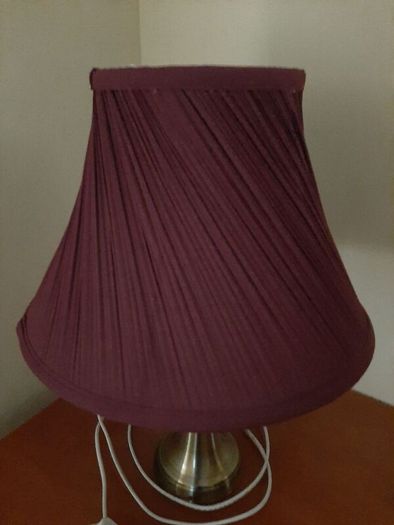 Lamp, Pleated Purple Shade, Gold Base