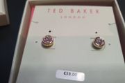 New Earrings Ted Baker gold color with large sparkling stone RRP 39 euro NEW &amp; BOXED