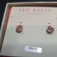 New Earrings Ted Baker gold color with large sparkling stone RRP 39 euro NEW & BOXED