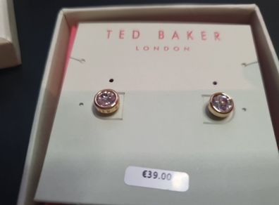 New Earrings Ted Baker gold color with large sparkling stone RRP 39 euro NEW & BOXED