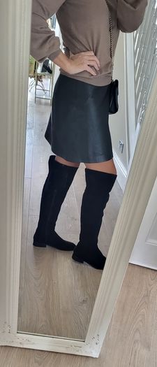 OFFICE black suede Over the Knee (OTK) high boots Sz 7 (Fit 7-8UK) - Rrp 150 (New)