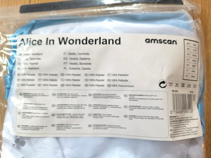 Alice in Wonderland blue costume dress girl size GB12-14
