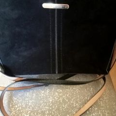 River Island Black Suede & Faux Leather Crossbody Handbag